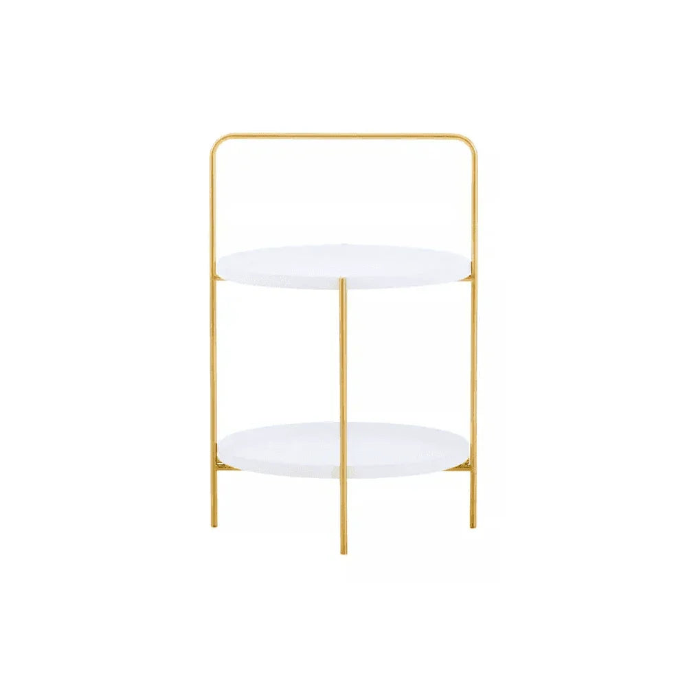 Orion Two Tier White &amp; Gold Side Table