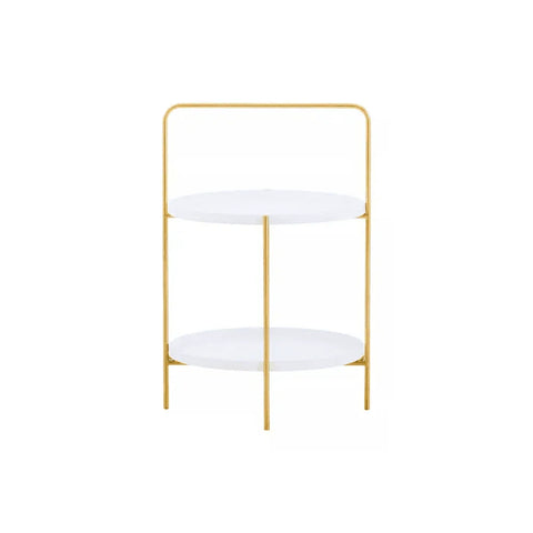 Orion Two Tier White &amp; Gold Side Table
