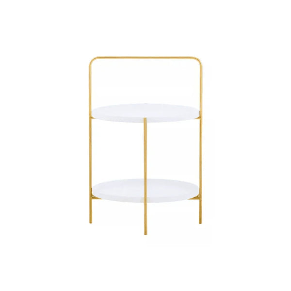 Orion Two Tier White &amp; Gold Side Table