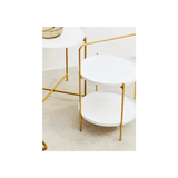 Orion Two Tier White &amp; Gold Side Table