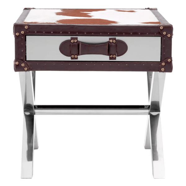 Lancaster Townhouse Brown And White Genuine Cowhide One Drawer Table