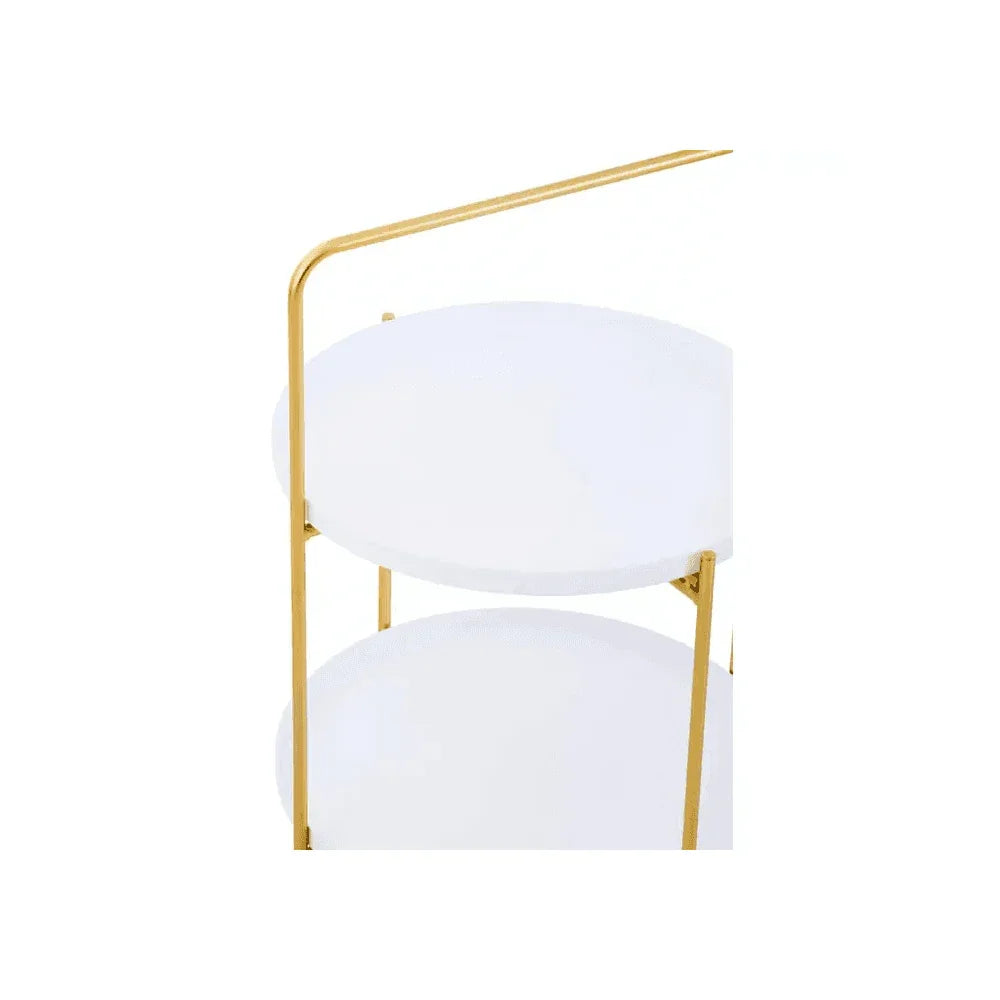 Orion Two Tier White &amp; Gold Side Table