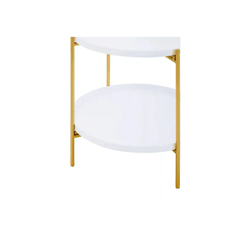 Orion Two Tier White &amp; Gold Side Table