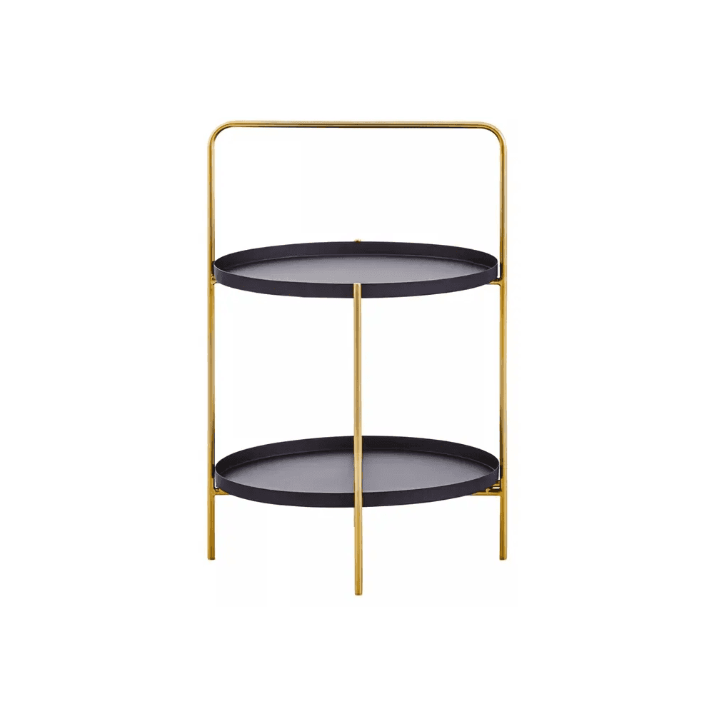 Orion Two Tier Black &amp; Gold Side Table