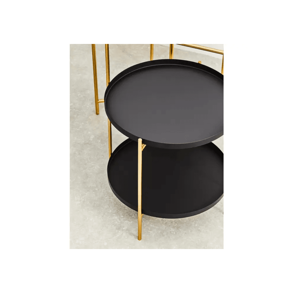 Orion Two Tier Black &amp; Gold Side Table