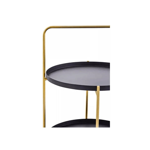 Orion Two Tier Black &amp; Gold Side Table