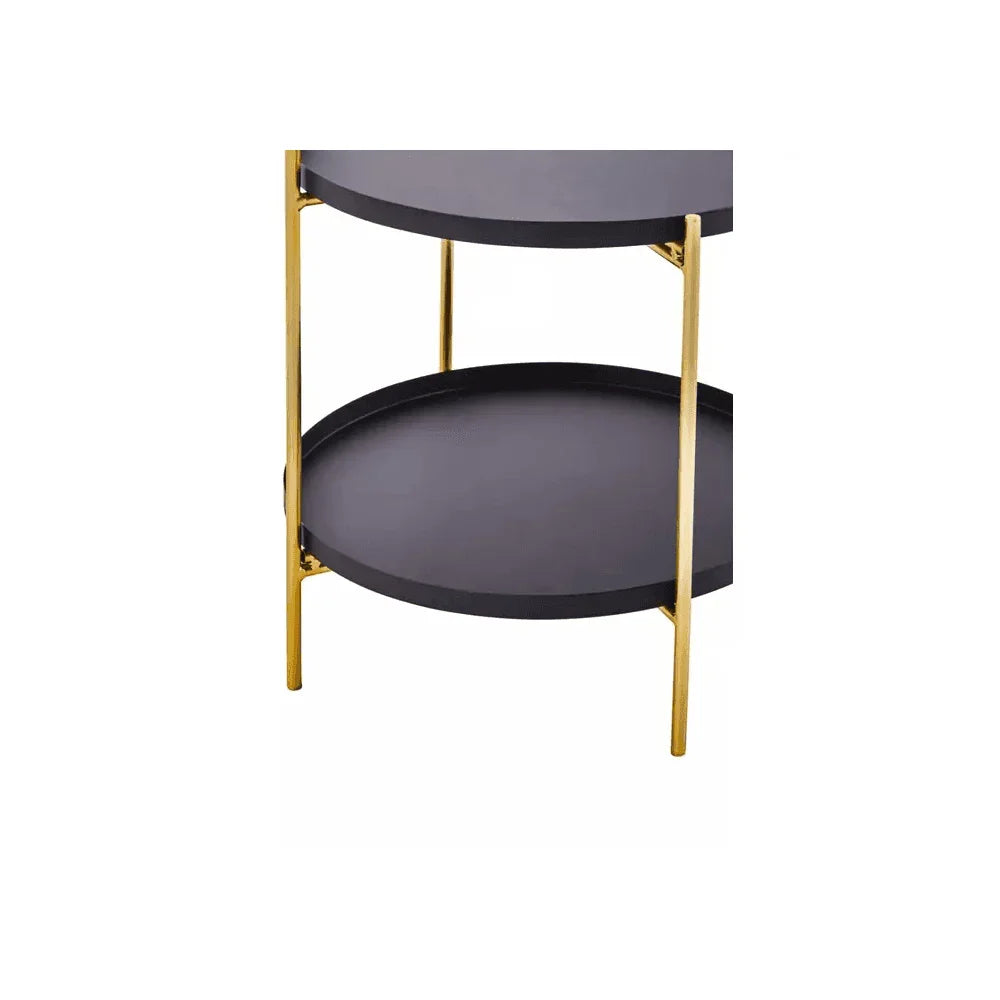 Orion Two Tier Black &amp; Gold Side Table