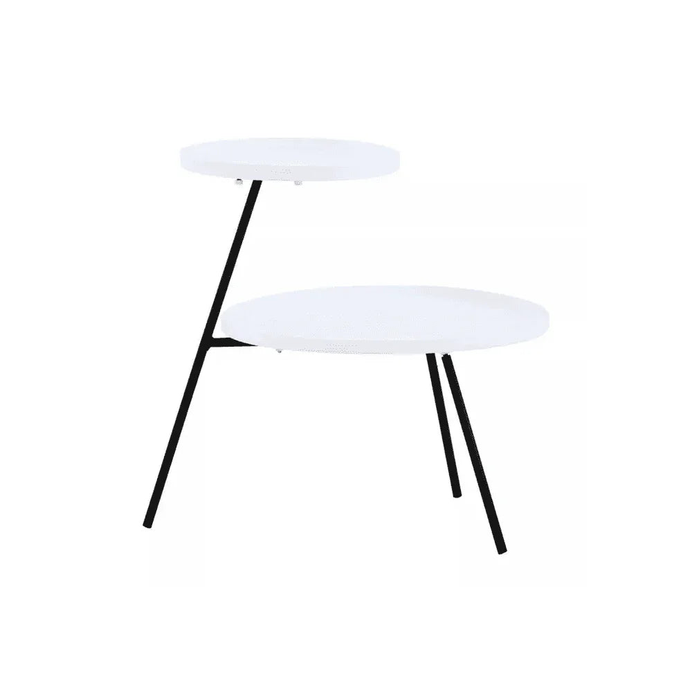 Orion Two Shelf White &amp; Black Side Table