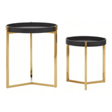 Cordoba Set Of Two Black Shagreen Tray Tables