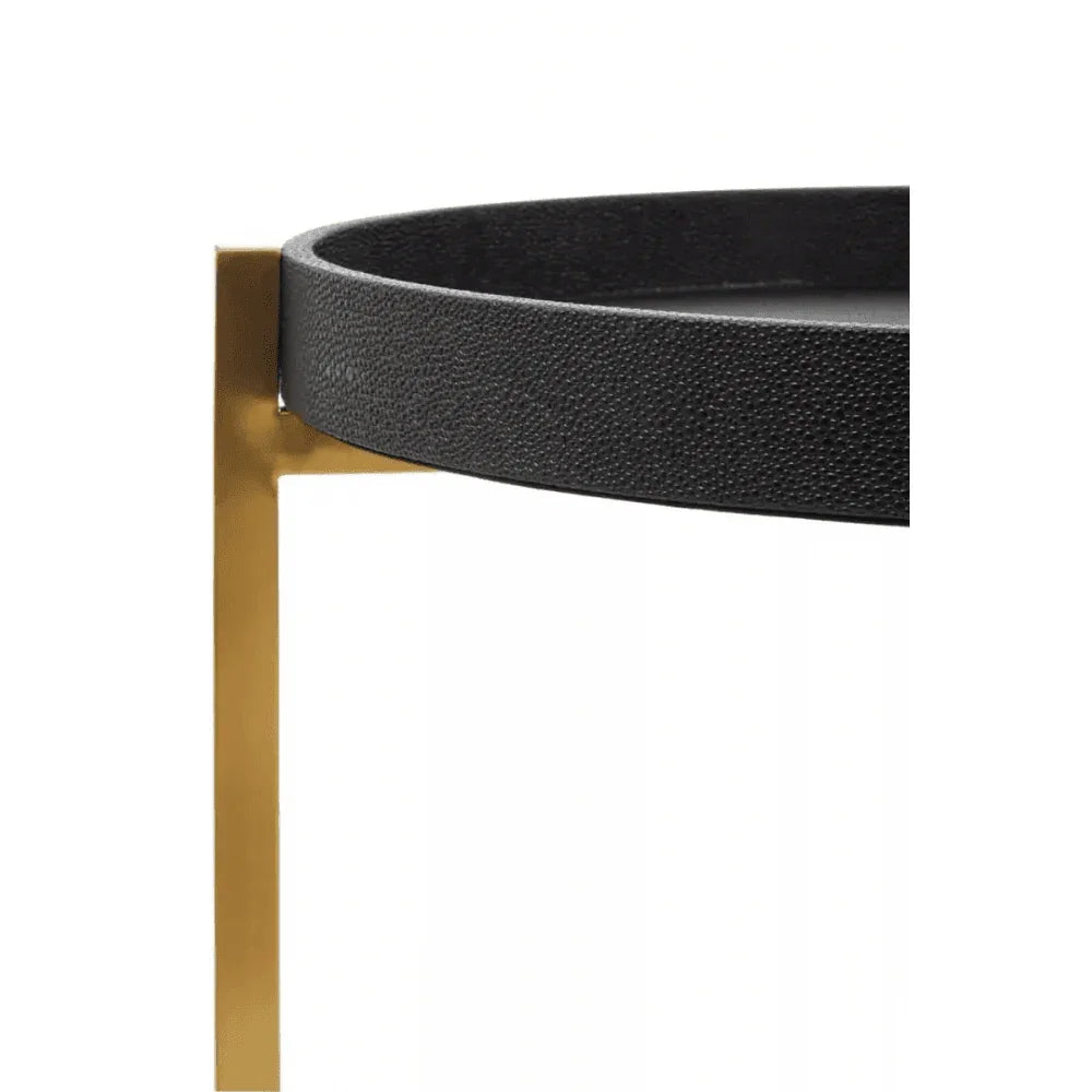 Cordoba Set Of Two Black Shagreen Tray Tables