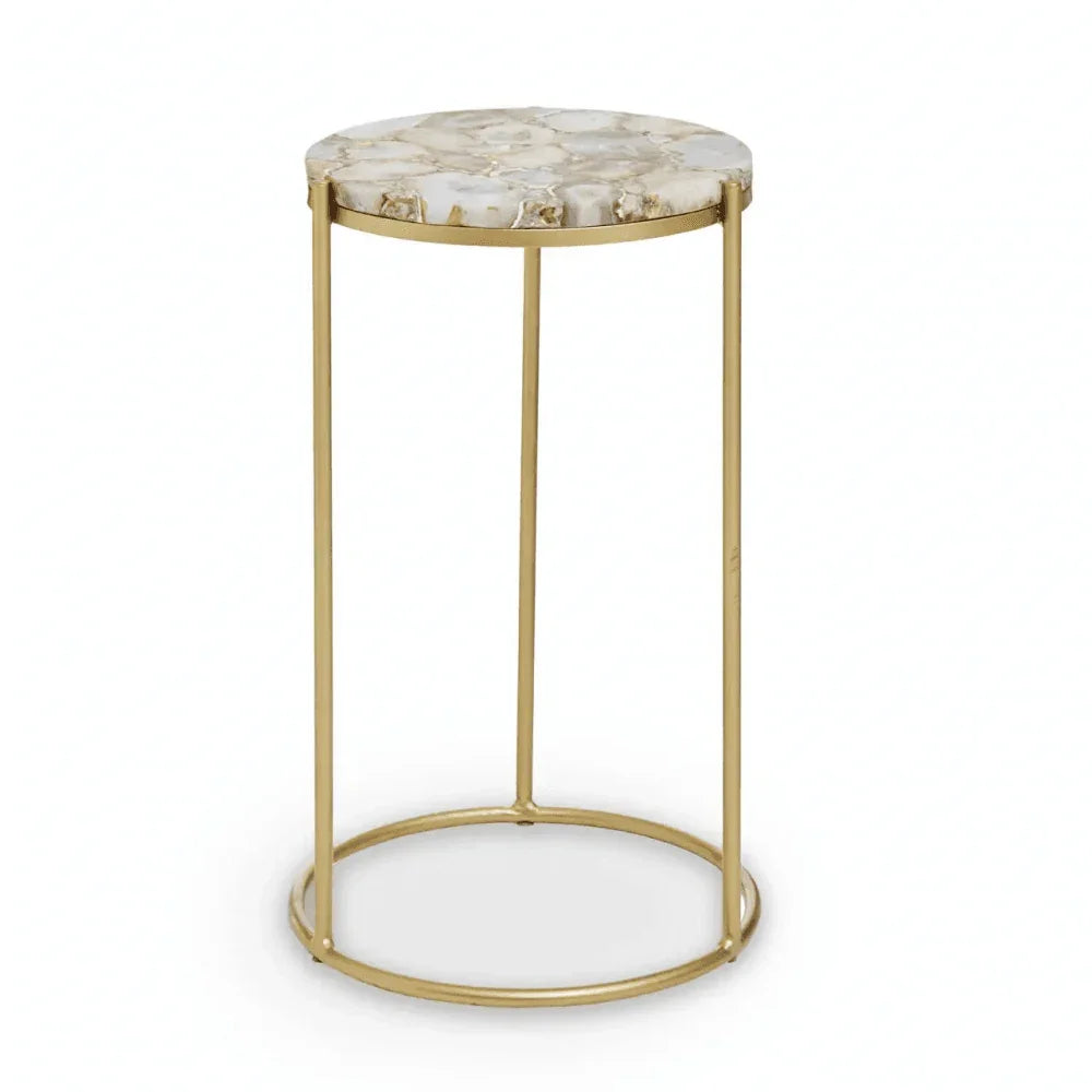 Aveline Brown Agate Gold Frame Side Table
