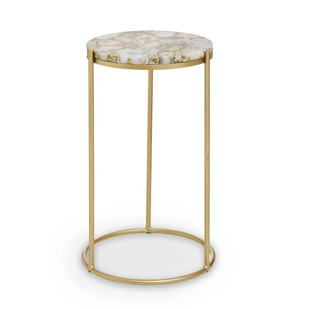Aveline Brown Agate Gold Frame Side Table