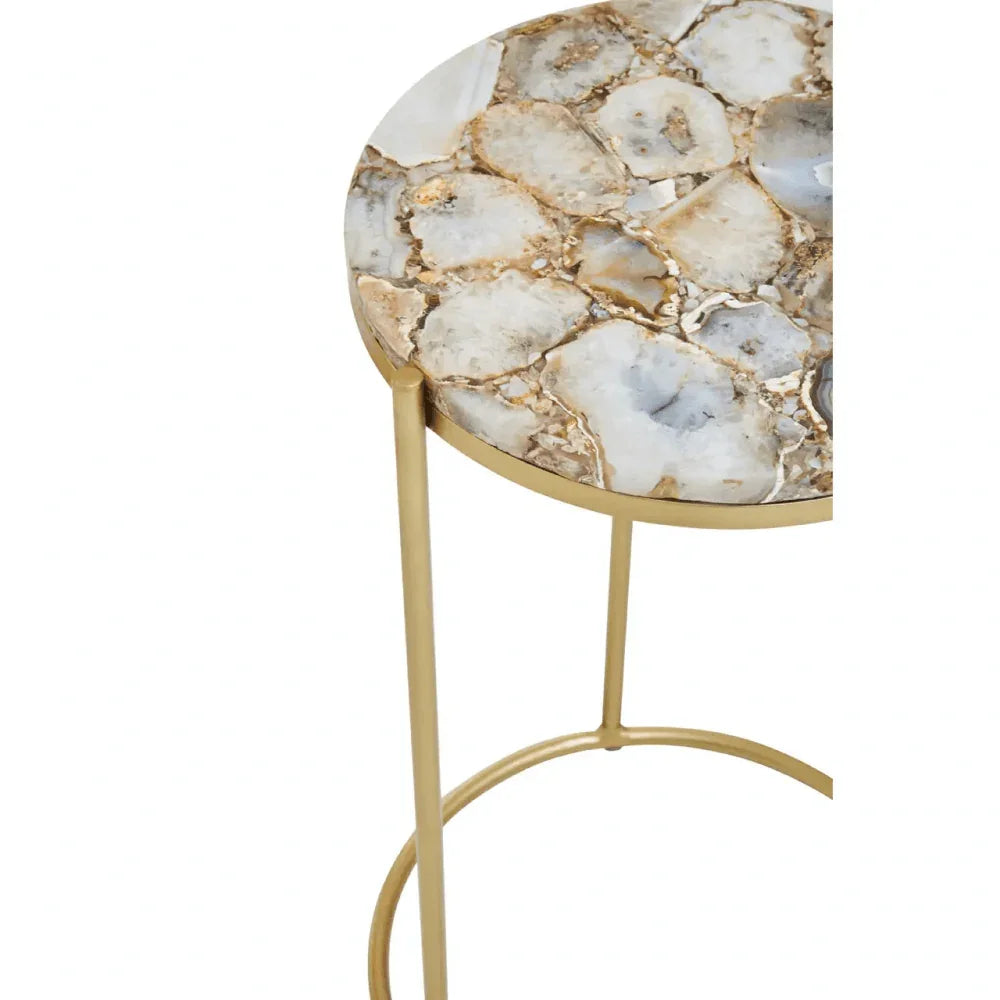 Aveline Brown Agate Gold Frame Side Table