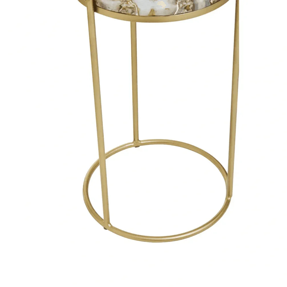 Aveline Brown Agate Gold Frame Side Table