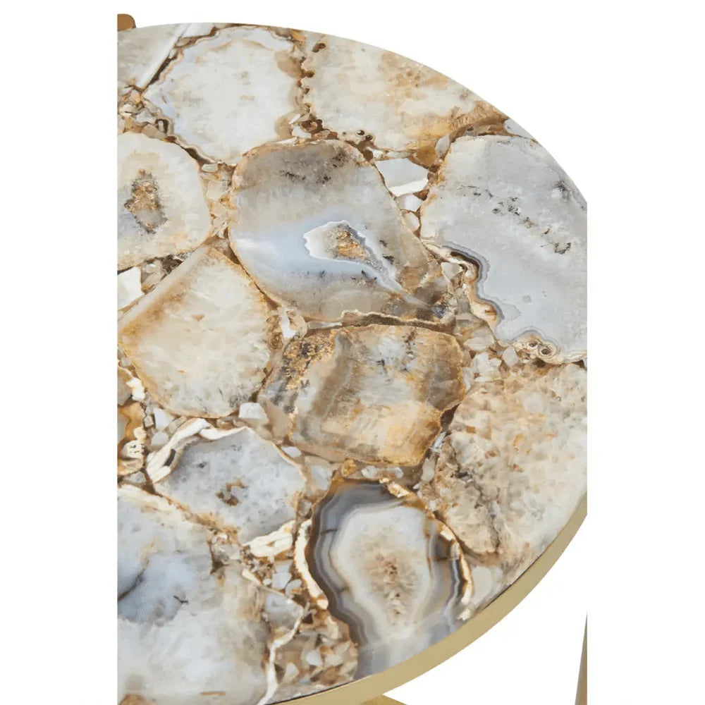 Aveline Brown Agate Gold Frame Side Table