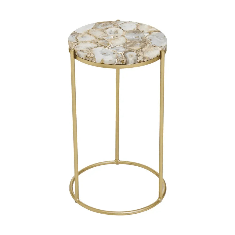 Aveline Brown Agate Gold Frame Side Table