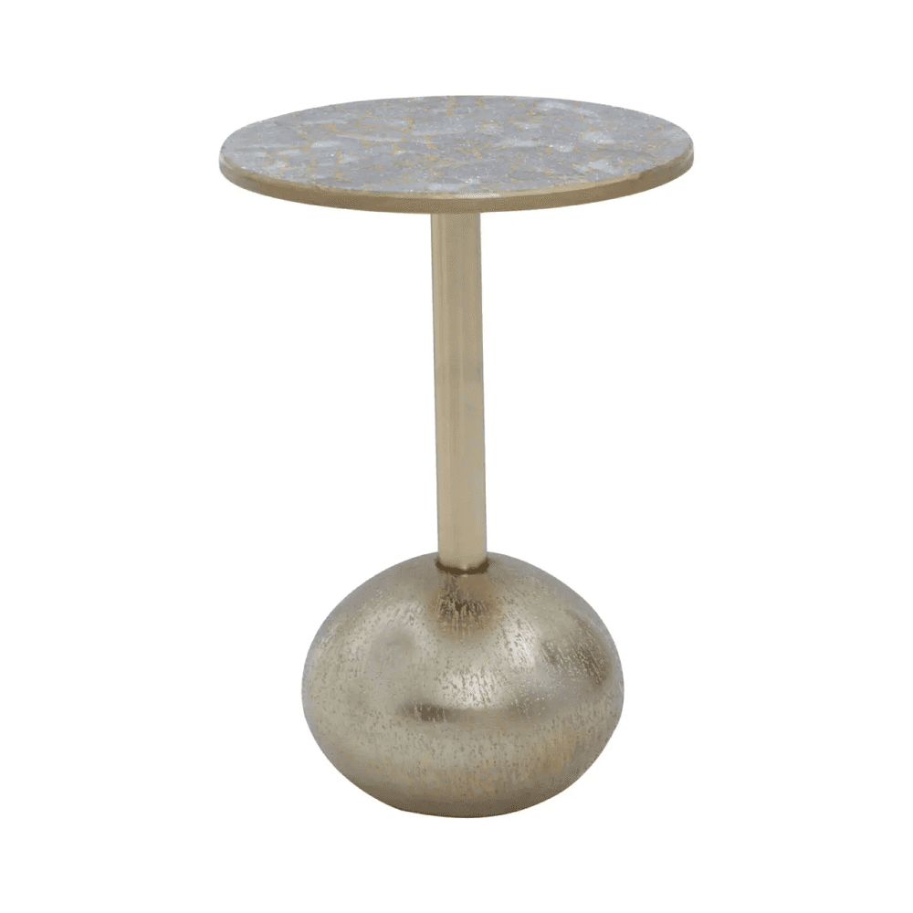 Aveline Mosaic Top Gold Finish Side Table