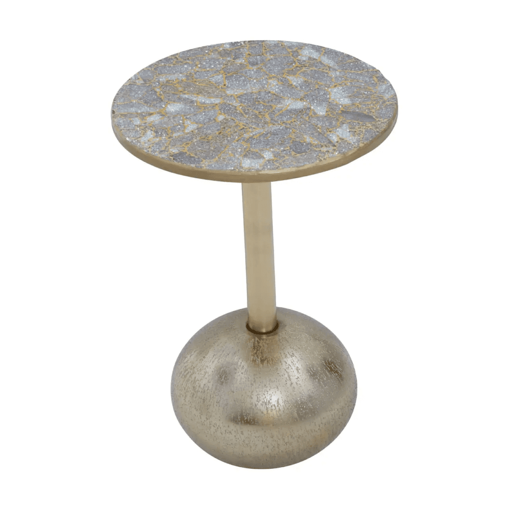Aveline Mosaic Top Gold Finish Side Table