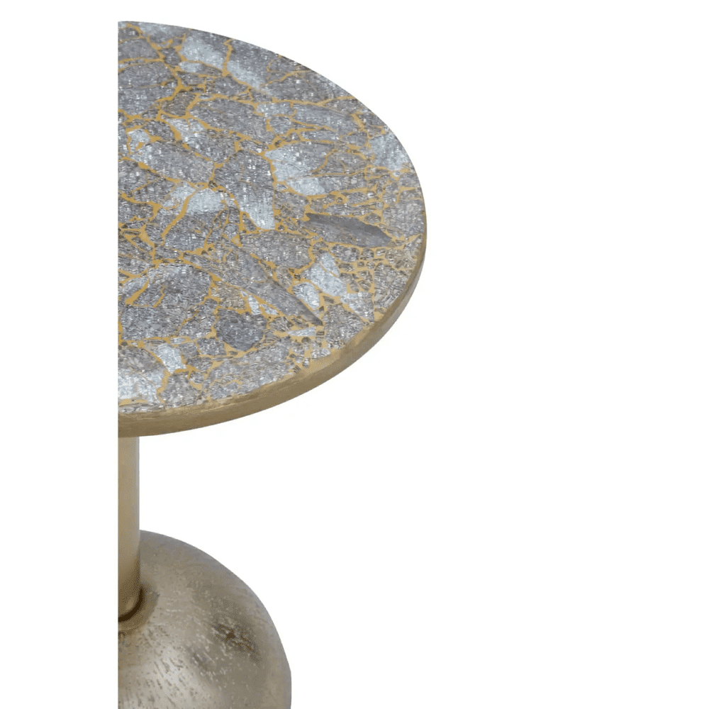 Aveline Mosaic Top Gold Finish Side Table