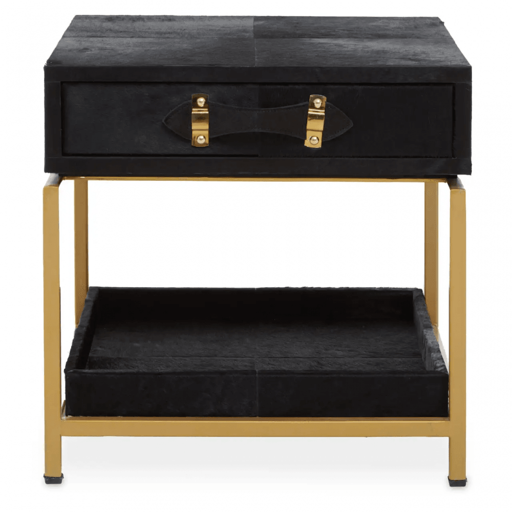 Lancaster Townhouse Hair On Hide Bedside Table
