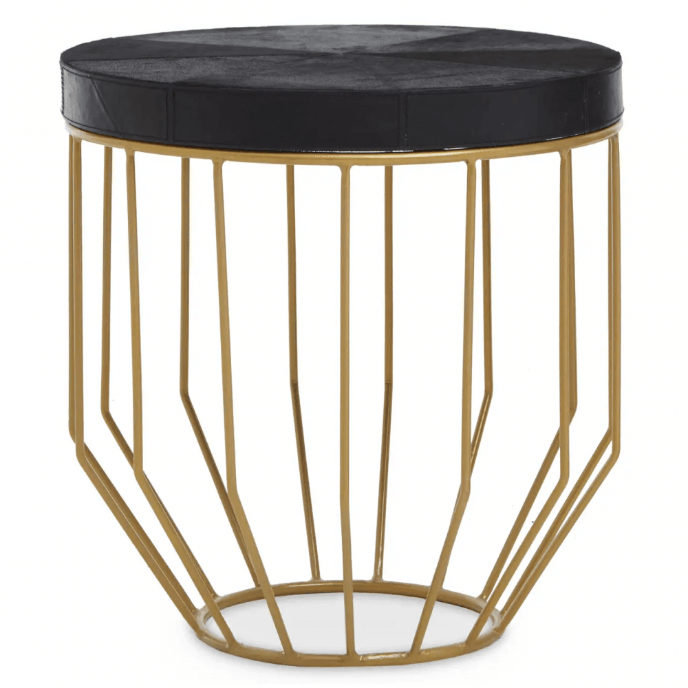 Lancaster Townhouse Hair On Hide Round Side Table
