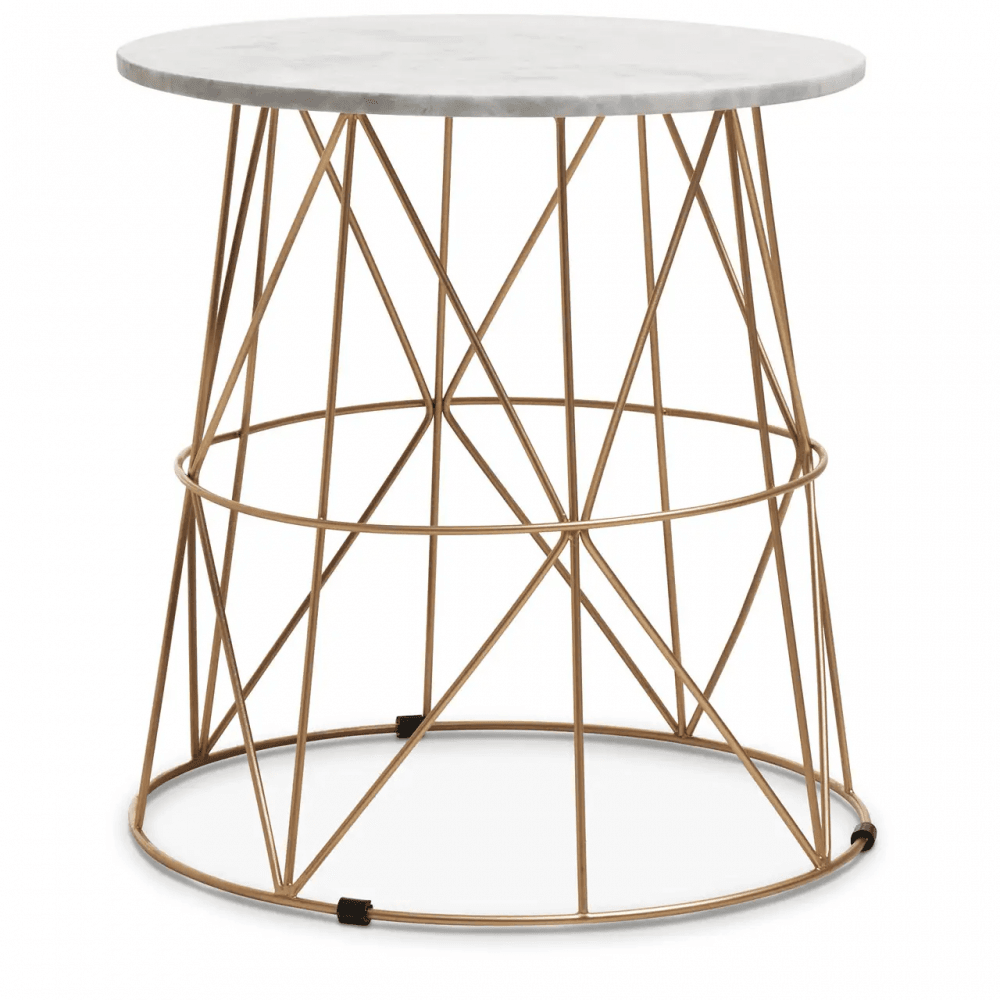 Aurelia White Marble Round Side Table