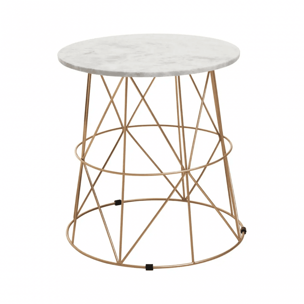 Aurelia White Marble Round Side Table