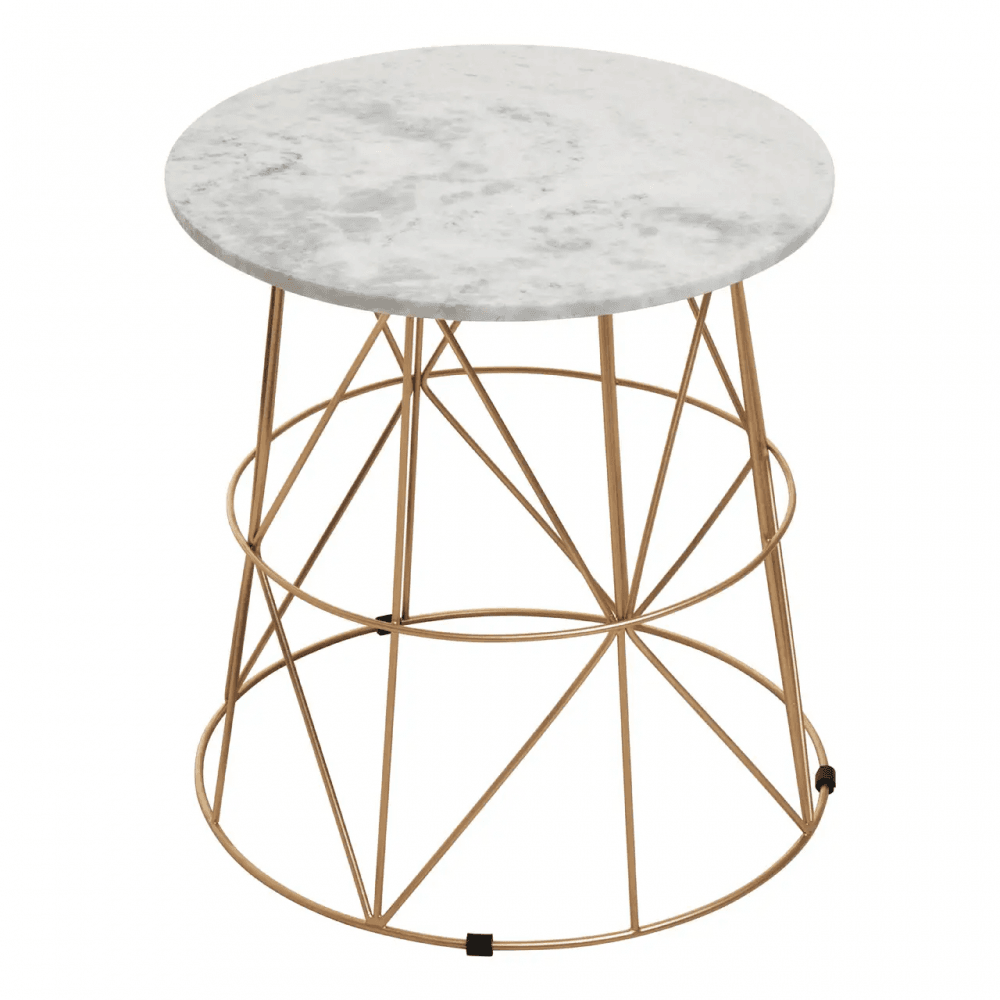 Aurelia White Marble Round Side Table