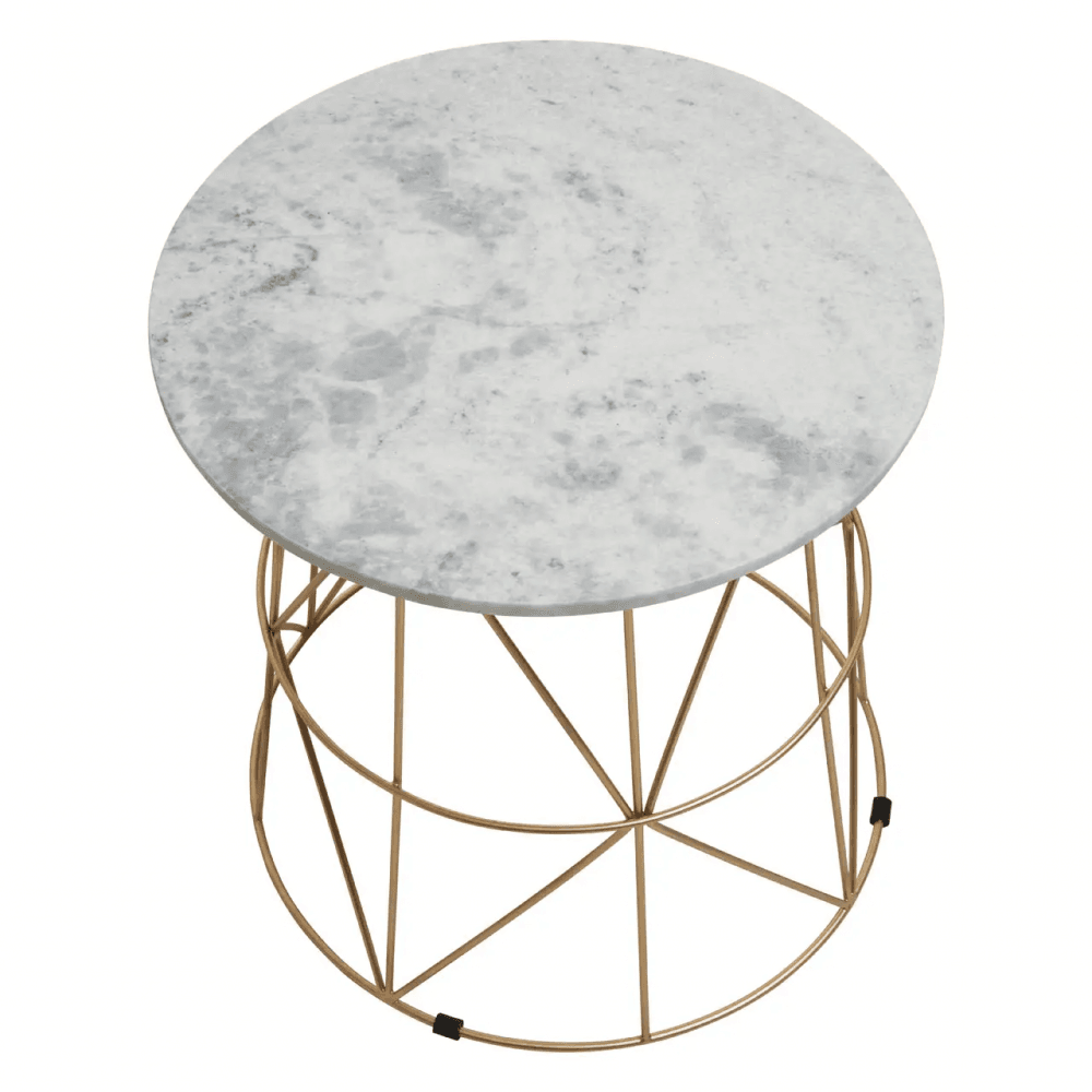 Aurelia White Marble Round Side Table