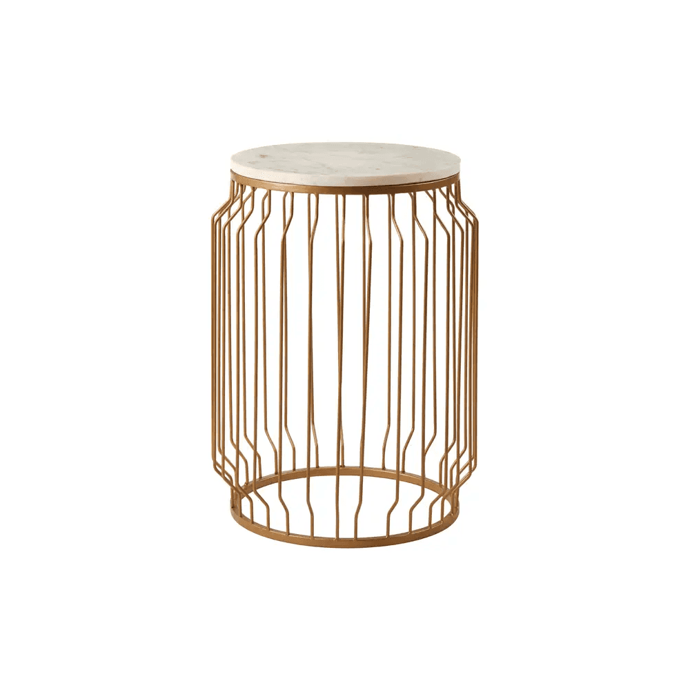 Serenza Marble Round Side Table With Wireframe Base