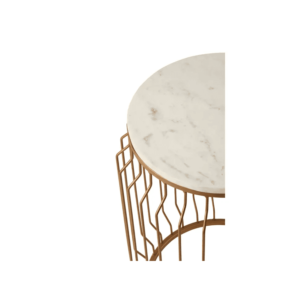Serenza Marble Round Side Table With Wireframe Base