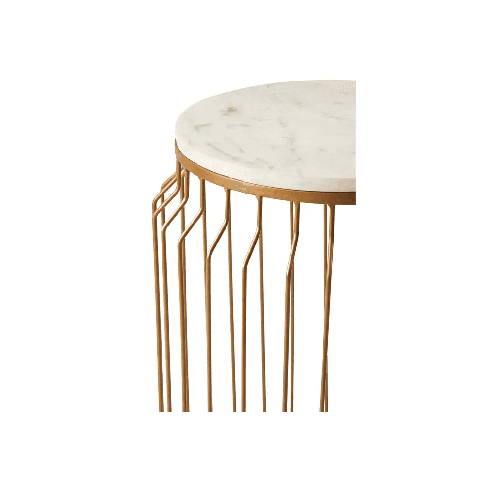 Serenza Marble Round Side Table With Wireframe Base