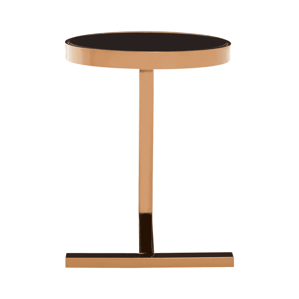 Orion Rose Gold Side Table With T Base