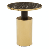 Belmore Black Marble Effect Gold Base Side Table