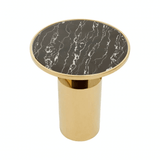 Belmore Black Marble Effect Gold Base Side Table