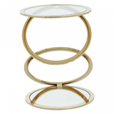 Belmore Clear Glass End Table With Warm Metallic Frame