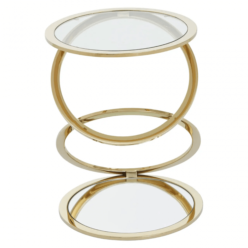 Belmore Clear Glass End Table With Warm Metallic Frame