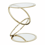 Belmore Clear Glass End Table With Warm Metallic Frame