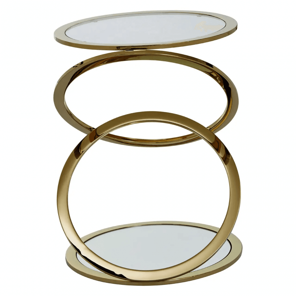 Belmore Clear Glass End Table With Warm Metallic Frame