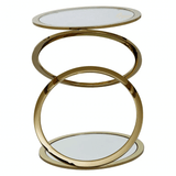 Belmore Clear Glass End Table With Warm Metallic Frame