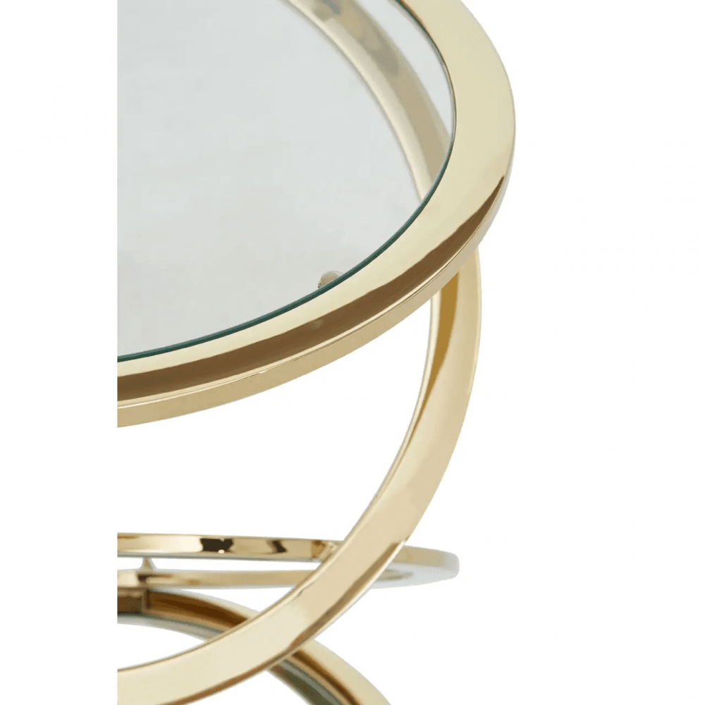 Belmore Clear Glass End Table With Warm Metallic Frame