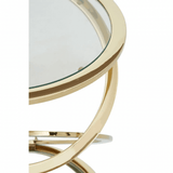 Belmore Clear Glass End Table With Warm Metallic Frame