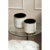Belmore Clear Glass Side Table With Gold Frame And White Marble Base