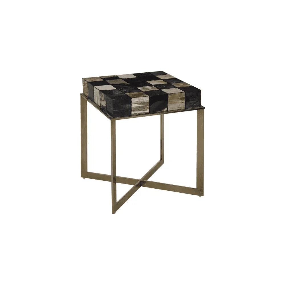 Sterling Side Table With Brass Finish
