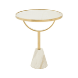 Belmore White Glass White Marble Base Side Table