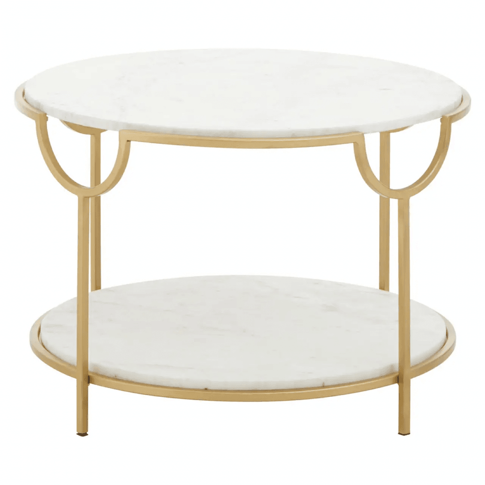 Addison Two Tier White And Gold Side Table