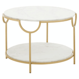 Addison Two Tier White And Gold Side Table