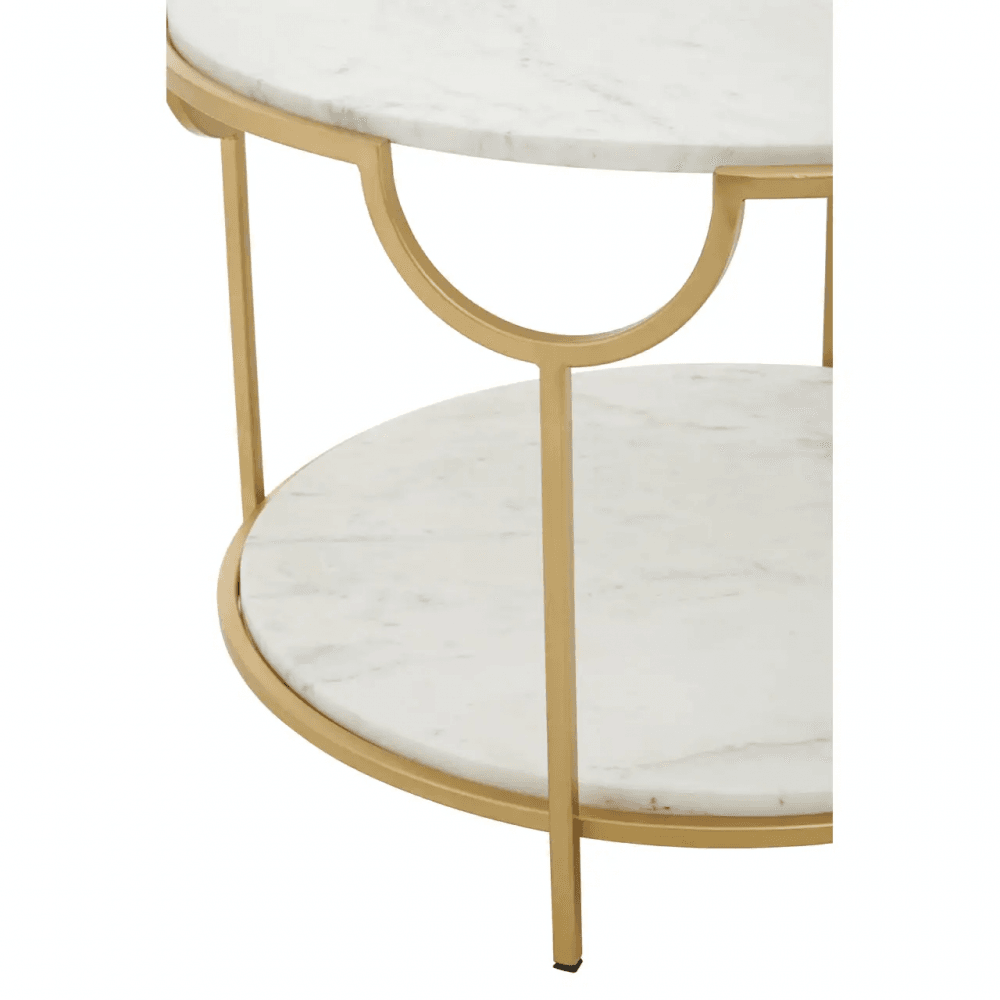 Addison Two Tier White And Gold Side Table