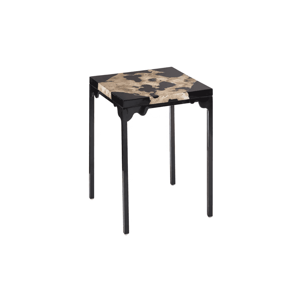 Sterling Cheese Stone And Black Resin Side Table