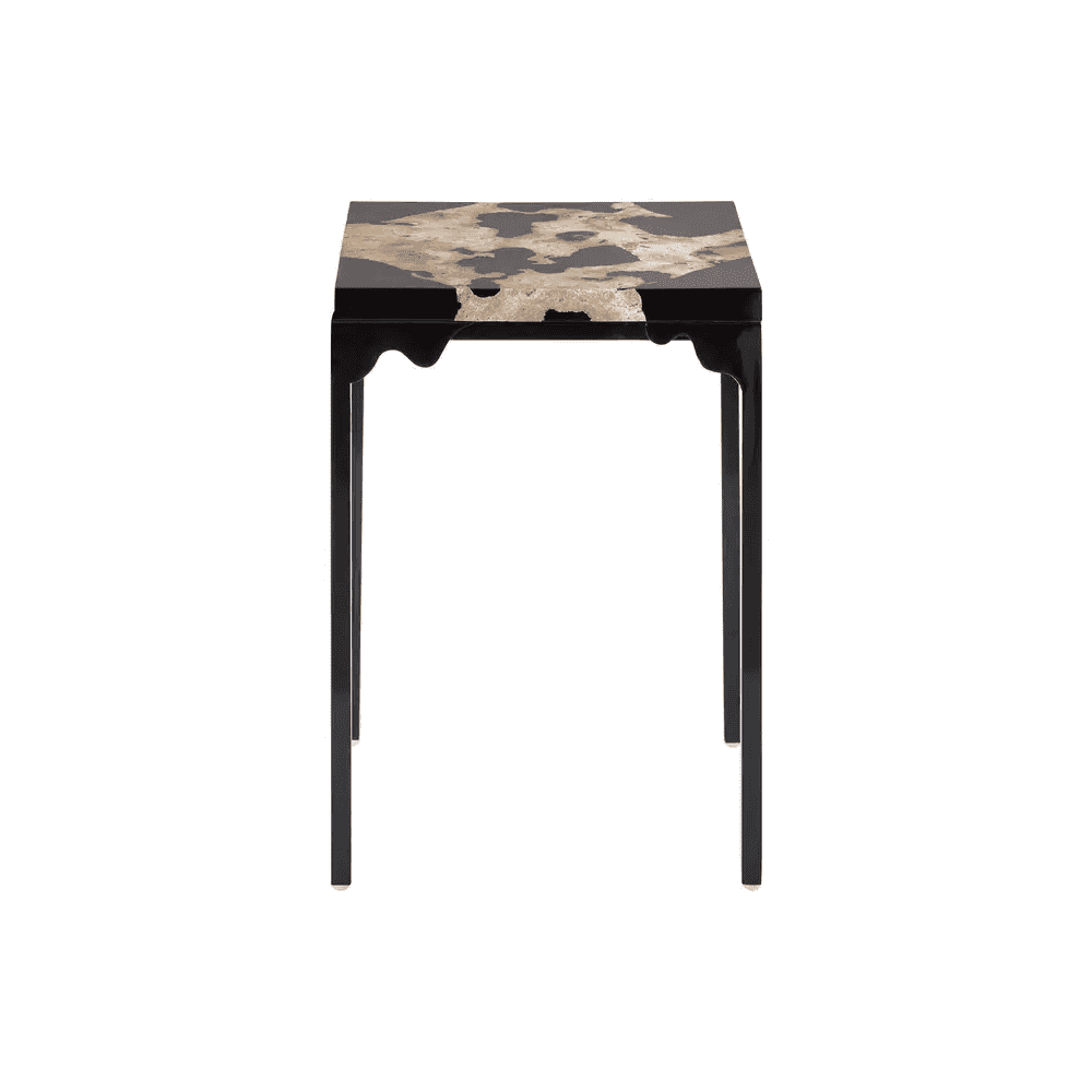 Sterling Cheese Stone And Black Resin Side Table
